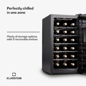 Klarstein Silent Vino 18 Uno, chladnička na víno, 46 l / 18 fliaš, 5-18 °C, dotykové