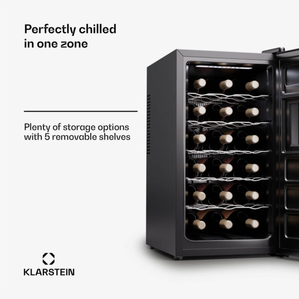 Klarstein Silent Vino 18 Uno, chladnička na víno, 46 l / 18 fliaš, 5-18 °C, dotykové