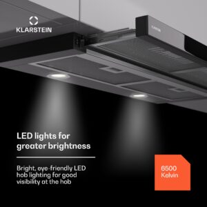 Klarstein Mariana 90 Neo, plochý digestor, 491 m³/h, odsávanie/recirkulácia vzduchu, LED, EEK C