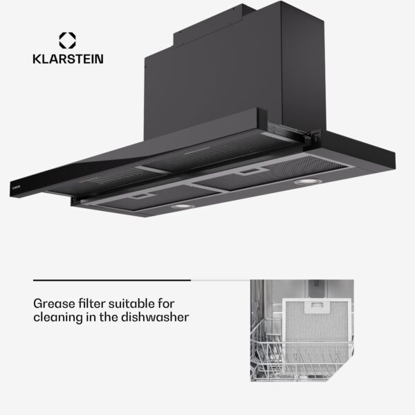 Klarstein Mariana 90 Neo, plochý digestor, 491 m³/h, odsávanie/recirkulácia vzduchu, LED, EEK C - Image 3