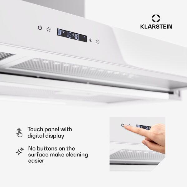 Klarstein Mariana Neo 90, plochý digestor, 90 cm, 640 m³/h, odsávanie vzduchu, LED - Image 2