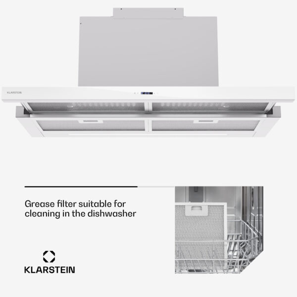 Klarstein Mariana Neo 90, plochý digestor, 90 cm, 640 m³/h, odsávanie vzduchu, LED - Image 3