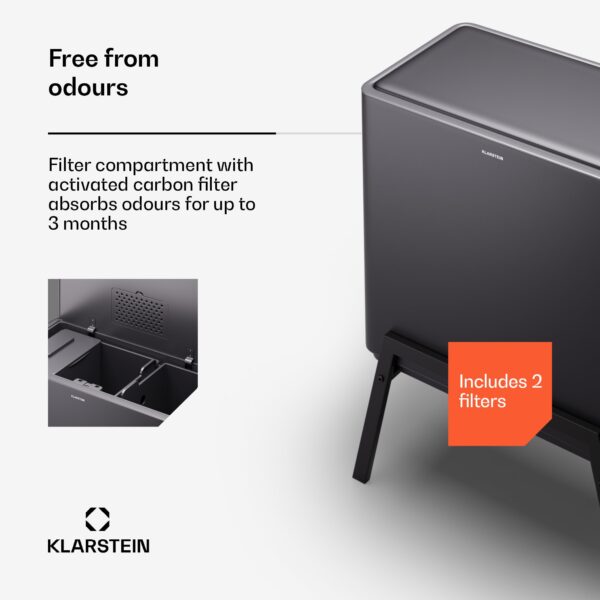 Klarstein Yuma, odpadkový kôš, 40 l, vrátane kompostéra, s nožičkami, pachový filter - Image 2