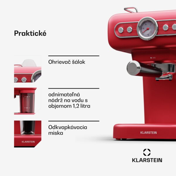 Klarstein Espressionata Evo, pákový kávovar, 950 W, 19 bar, 1,2 l, 2 šálky - Image 2