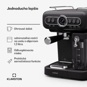 Klarstein Espressionata Evo, pákový kávovar, 1350 W, 19 Bar, 1,2 l, 2 šálky