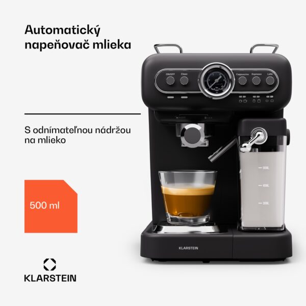 Klarstein Espressionata Evo, pákový kávovar, 1350 W, 19 Bar, 1,2 l, 2 šálky - Image 2