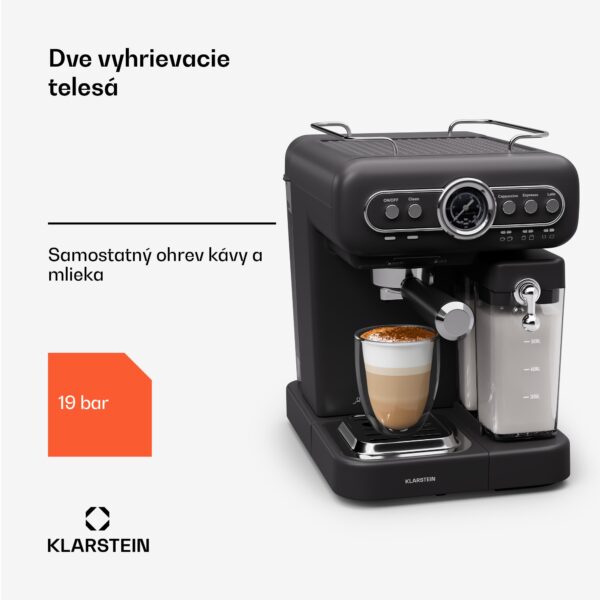 Klarstein Espressionata Evo, pákový kávovar, 1350 W, 19 Bar, 1,2 l, 2 šálky - Image 3