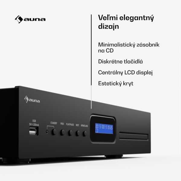 Auna Art22 CD/MP3 prehrávač, HiFi prehrávač, CD, CD-R/RW, CD-MP3, Displej, Diaľkové ovládanie - Image 3