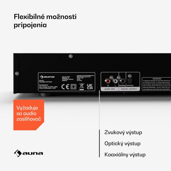 Auna Art22 CD/MP3 prehrávač, HiFi prehrávač, CD, CD-R/RW, CD-MP3, Displej, Diaľkové ovládanie - Image 2