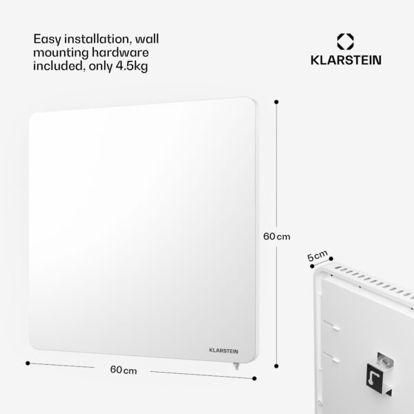 Klarstein Wonderbeam 450 Hybride Infračervený ohrievač 60 x 60 cm 450 W Týždenný časovač Diaľkové ovládanie - Image 2