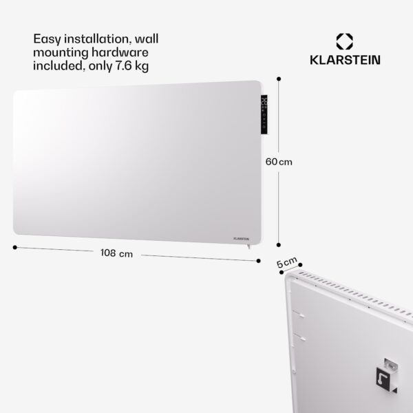 Klarstein Wonderbeam 900 Hybride Infračervený ohrievač 108 x 60 cm 900 W Týždenný časovač Diaľkové ovládanie - Image 3