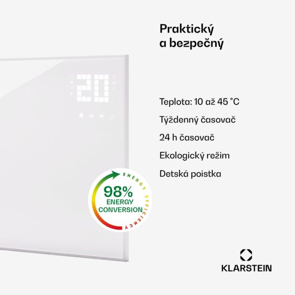 Klarstein Wonderwall Smart Bornholm, Infražiarič, 100x60 cm, App, 600W - Image 2