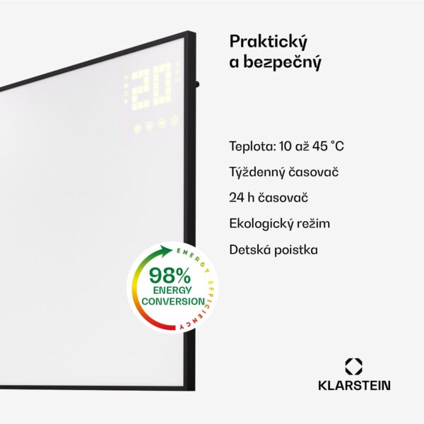 Klarstein Wonderwall Smart Bornholm, Infražiarič, 110 x 65 cm, 600 W, aplikácia - Image 2