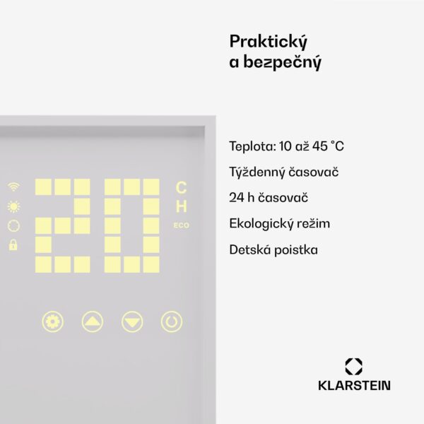 Klarstein Wonderwall Smart Bornholm, infražiarič, 60 x 100 cm, 800 W, aplikácia - Image 2