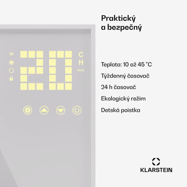 Klarstein Wonderwall Smart Bornholm, infražiarič, 60 x 120 cm, 1200 W, aplikácia - Image 2