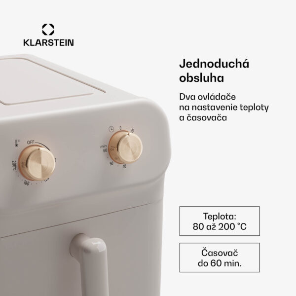 Klarstein AeroCrisp 9, teplovzdušná fritéza, 1900 W, 9 litrov, otočné gombíky - Image 2