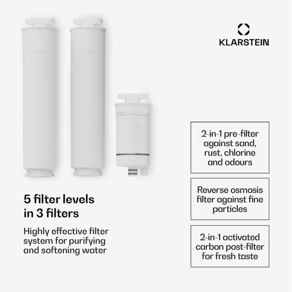 Klarstein AquaLine 3L, čistička vody, 5-stupňová filtrácia, objem 3 l, 6 teplôt vody, čierna