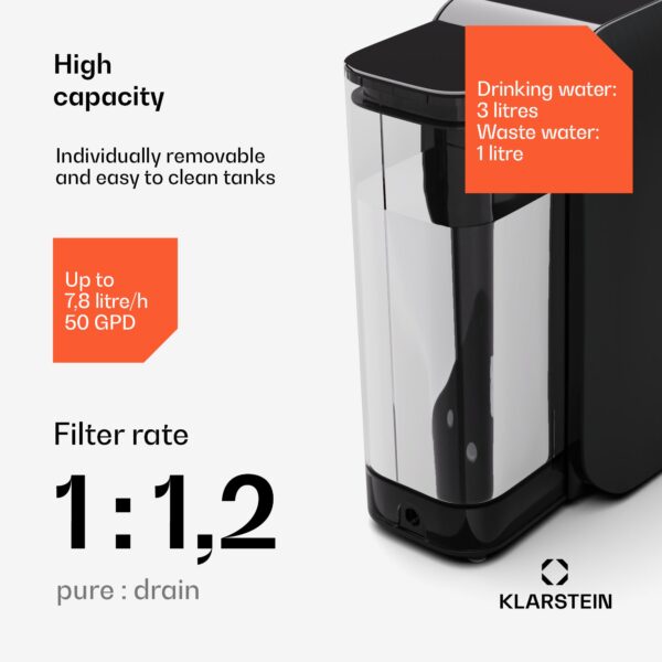 Klarstein AquaLine 3L, čistička vody, 5-stupňová filtrácia, objem 3 l, 6 teplôt vody, čierna - Image 2