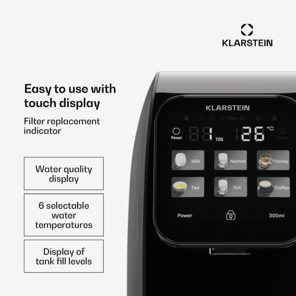 Klarstein AquaLine 3L, čistička vody, 5-stupňová filtrácia, objem 3 l, 6 teplôt vody, čierna - Image 3