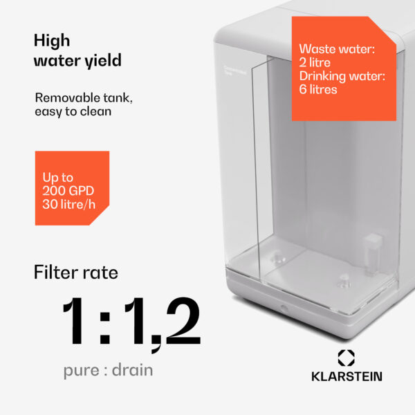 Klarstein AquaFina 6L, čistička vody, 5-stupňová filtrácia, objem 6 l, HD dotykový displej, 6 teplôt vody, biela - Image 2
