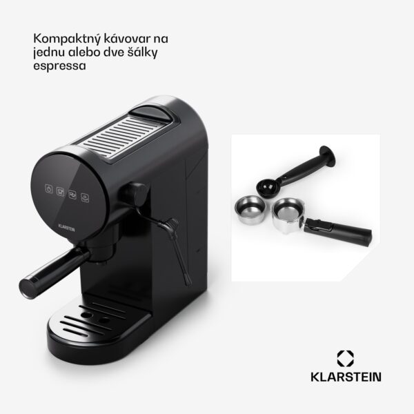 Klarstein Furore, pákový kávovar, 1380 W, 20 bar, digitálny displej, 2 šálky, kompaktný, nehrdzavejúca oceľ - Image 3