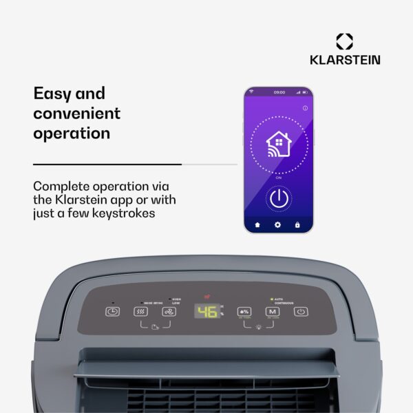 Klarstein DryFy Connect 50 Smart, Odvlhčovač, WiFi, Kompresia, 50l/d, 45-55m² - Image 3