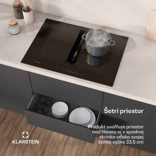 Klarstein Chef-Fusion Down Air System, indukčný sporák + DownAir digestor, 72 cm, 600 m³/h, EEC A - Image 2