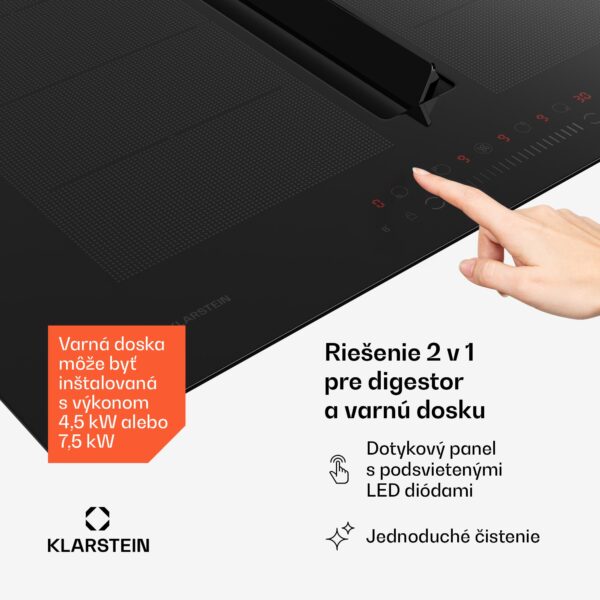 Klarstein Chef-Fusion Down Air System, indukčný sporák + DownAir digestor, 72 cm, 600 m³/h, EEC A - Image 3