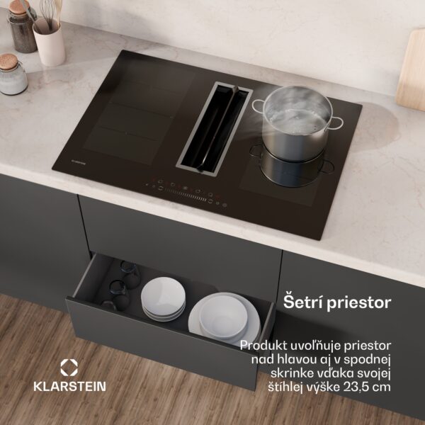 Klarstein Chef-Fusion Down Air System, indukčný sporák + DownAir digestor, 77 cm, 600 m³/h, EEC A - Image 2