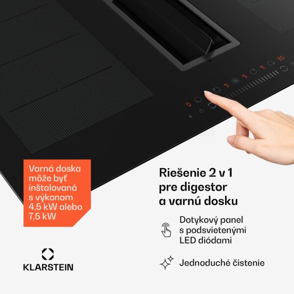 Klarstein Chef-Fusion Down Air System, indukčný sporák + DownAir digestor, 77 cm, 600 m³/h, EEC A - Image 3