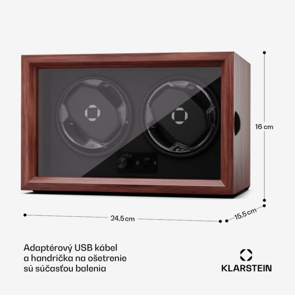 Klarstein Brienz 2, naťahovač hodiniek, 2 hodinky, 4 režimy, drevený vzhľad, modré vnútorné osvetlenie - Image 3
