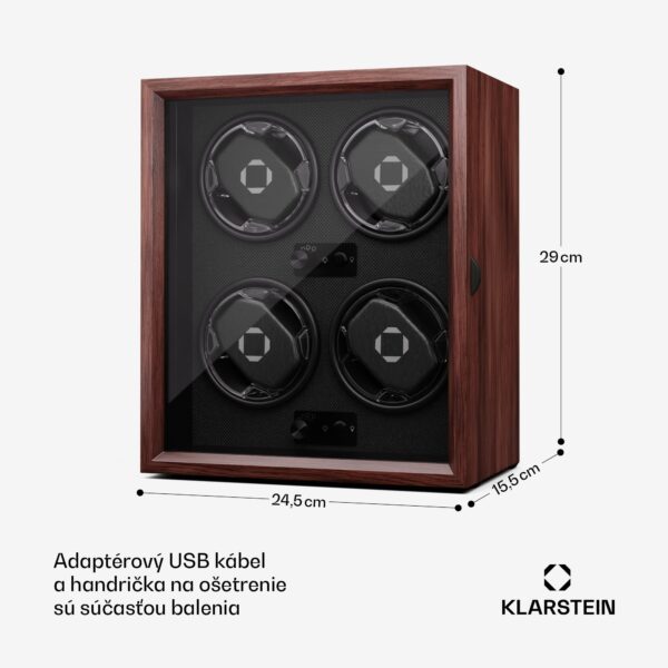 Klarstein Brienz 4, naťahovač hodiniek, 4 hodinky, 4 režimy, drevený vzhľad, modré vnútorné osvetlenie - Image 3