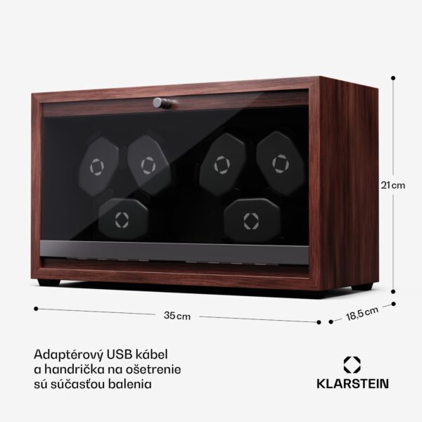 Klarstein Brienz 6, naťahovač hodiniek, 6 hodiniek, 4 režimy, drevený vzhľad, modré vnútorné osvetlenie - Image 3