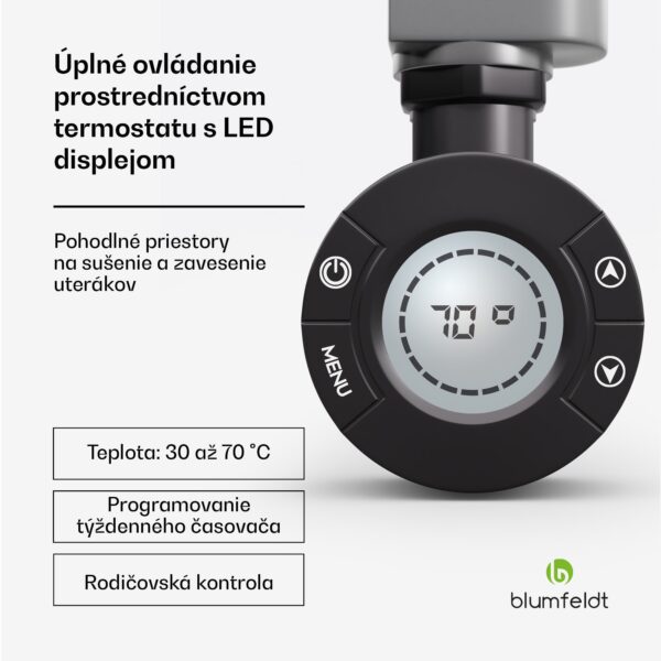 Blumfeldt Harrison Smart, elektrický radiátor, 50 x 100 cm, 400 W, Aplikácia, 3 ohrievače uterákov - Image 2