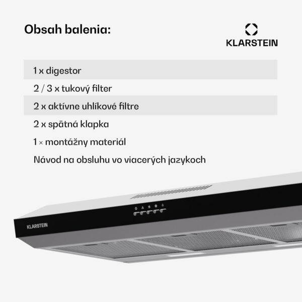 Klarstein Contempo 90, digestor, 90 cm, podskrinkový, 200 m³/h, LED, akryl, nehrdzavejúca oceľ - Image 3