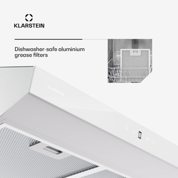 Klarstein Contempo Neo, digestor, podskrinkový, recirkulácia, 175 m³/h, SenseControl, integrované dotykové ovládanie, nehrdzavejúca oceľ / akrylové sklo - Image 3