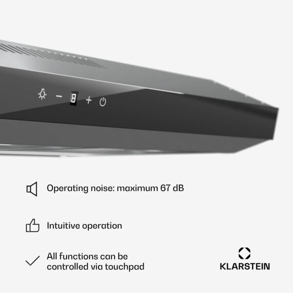 Klarstein Contempo Neo, digestor, podskrinkový, recirkulácia, 175 m³/h, SenseControl, integrované dotykové ovládanie, nehrdzavejúca oceľ / akrylové sklo - Image 2