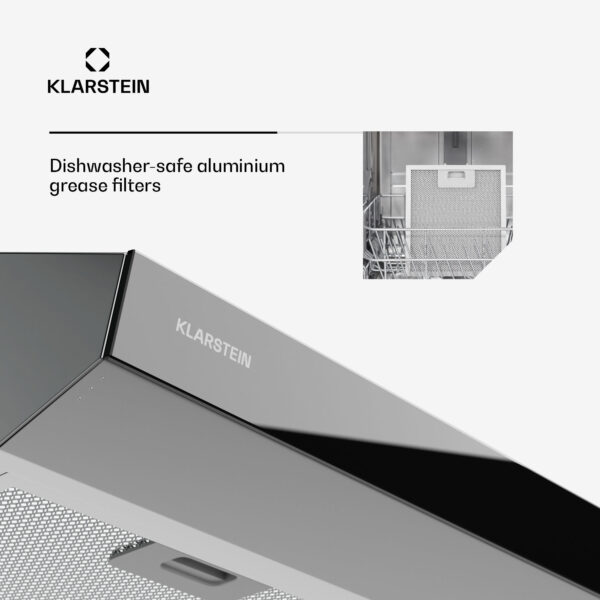 Klarstein Contempo Neo, digestor, podskrinkový, recirkulácia, 175 m³/h, SenseControl, integrované dotykové ovládanie, nehrdzavejúca oceľ / akrylové sklo - Image 3