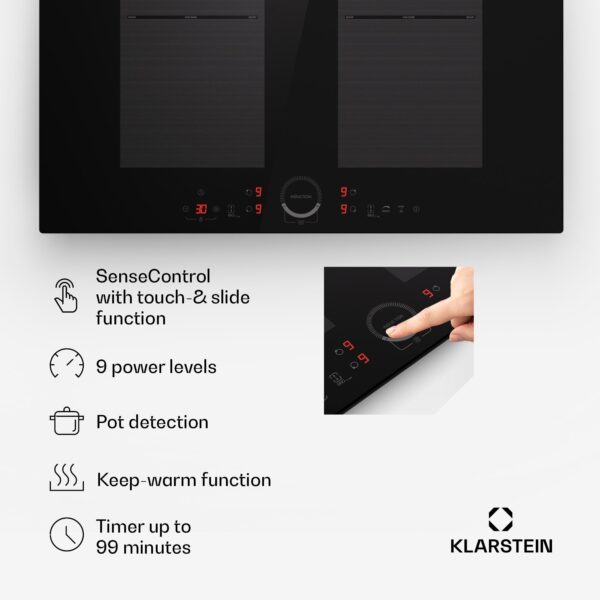 Klarstein Delicatessa 70 Flex, vstavaná indukčná varná doska, 4 zóny, 7000 W, sklokeramika - Image 3