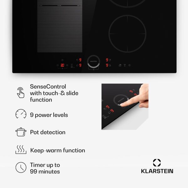 Klarstein Delicatessa 70 Hybrid, vstavaná indukčná varná doska, 4 zóny, 7000 W, sklokeramika - Image 3
