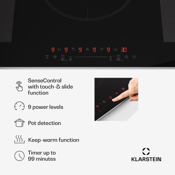 Klarstein Delicatessa 90 Hybrid Prime vstavaná indukčná varná doska 5 zón 7200 W sebestačná - Image 3