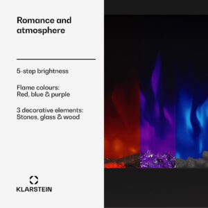Klarstein Galeras 152, elektrický nástenný krb, 1800 W, LED