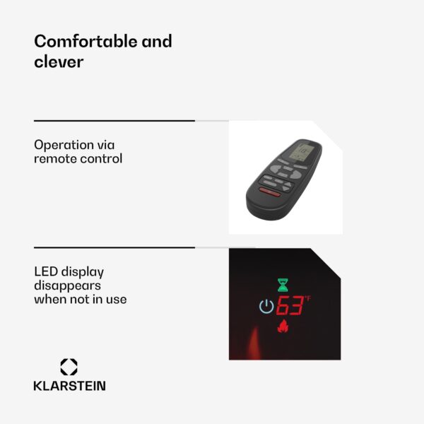 Klarstein Galeras 152, elektrický nástenný krb, 1800 W, LED - Image 2