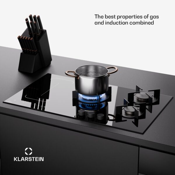 Klarstein MultiChef 5 Wok, indukčná a plynová varná doska, 5 varných zón, 3 plynové horáky, 2 indukčné varné dosky, FlexZone - Image 2