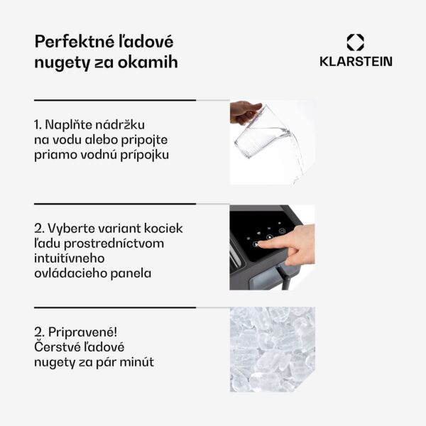 Klarstein Výrobník ľadu, Glacial Pro Nugget, zariadenie na výrobu kociek ľadu