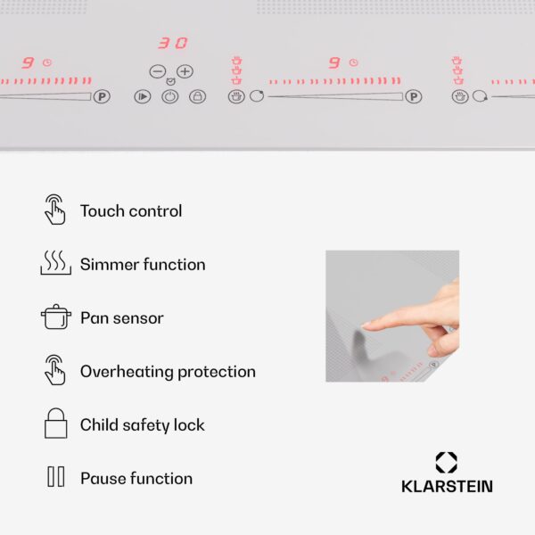 Klarstein Masterzone 60 Flex, indukčná varná doska, max. 9600 W, vstavaná, 4 Flex zóny, technológia ThermoBoost, Smart Technology - Image 2
