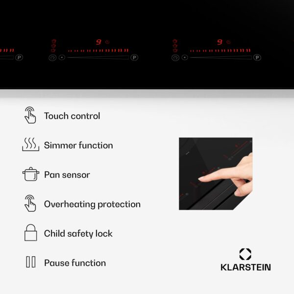 Klarstein Masterzone 90 Flex, indukčná varná doska, max. 12 600 W, vstavaná, 5 zón, 2 Flex zóny, technológia ThermoBoost, Smart Flex - Image 2