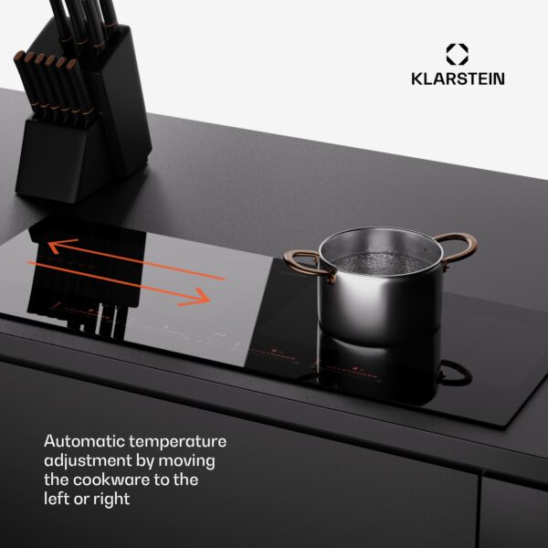 Klarstein Masterzone 90 Slim Flex, indukčná varná doska, max. 7200 W, vstavaná, 4 zóny, 2 Flex zóny, technológia ThermoBoost, Smart Flex