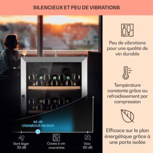 Klarstein Vinamour 66 Duo, vinotéka, 204 l, 79 fliaš, 5-18°C, 2 zóny, dotykové ovládanie