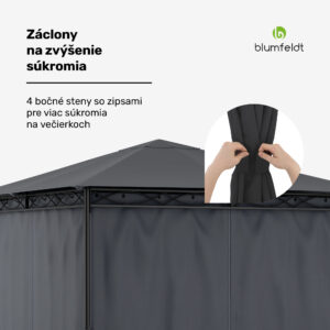 Blumfeldt Mondo, záhradný altánok, párty stan, oceľ, polyester, tmavosivý